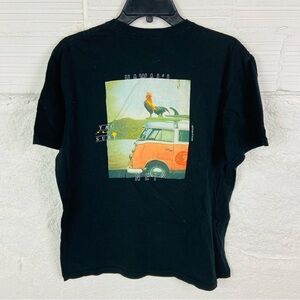 T&C SURF DESIGN HAWAII Black Graphic T-Shirt with retro Van and Rooster Design L